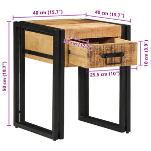 End Table Καφέ και Μαύρο 40 x 40 x 50 cm Στερεό ξύλο μάνγκο - Pakobazaar