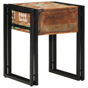End Table με συρτάρι 40 x 40 x 50 cm Στερεό Ανακτηθέν Ξύλο