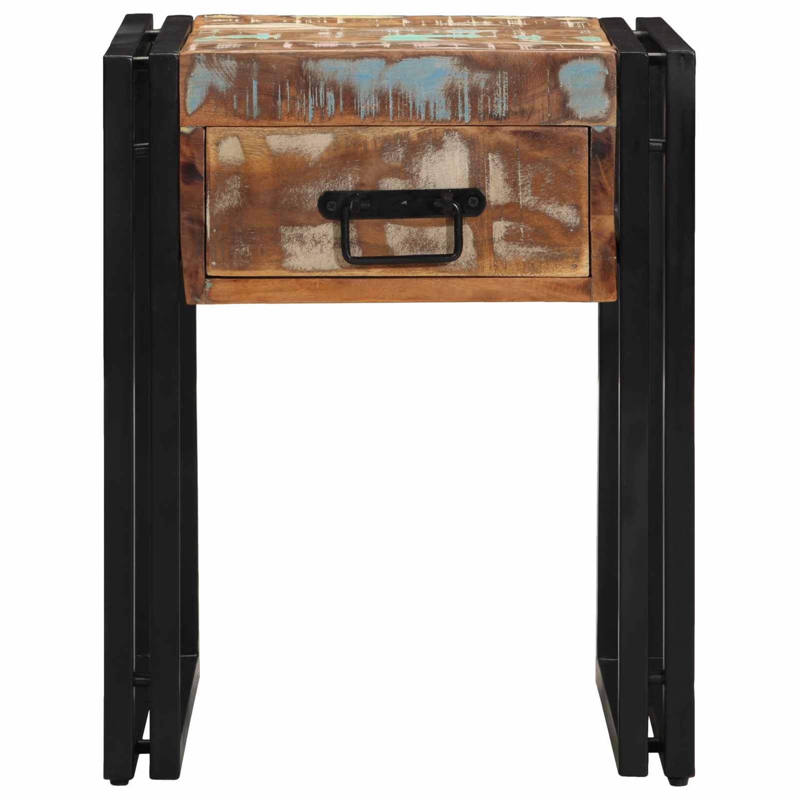 End Table με συρτάρι 40 x 40 x 50 cm Στερεό Ανακτηθέν Ξύλο