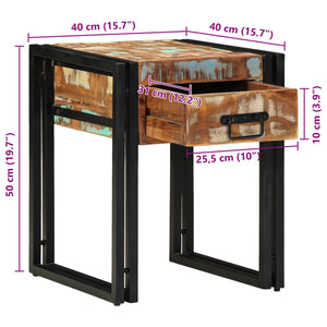 End Table με συρτάρι 40 x 40 x 50 cm Στερεό Ανακτηθέν Ξύλο