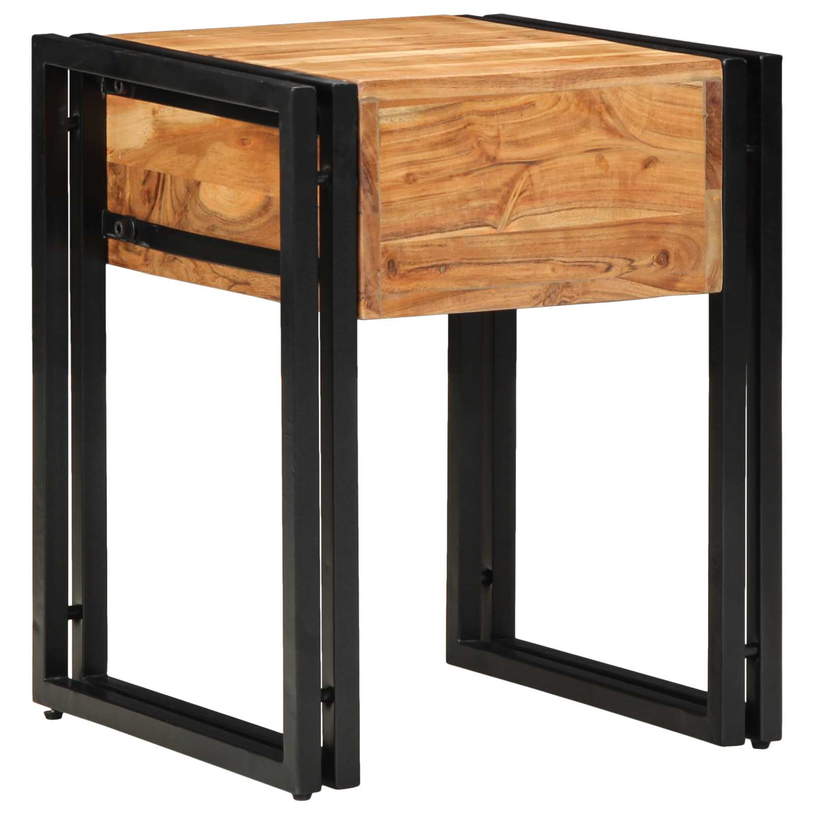 End Table Καφέ και Μαύρο 40 x 40 x 50 cm Στερεό Ξύλο Ακακίας - Pakobazaar