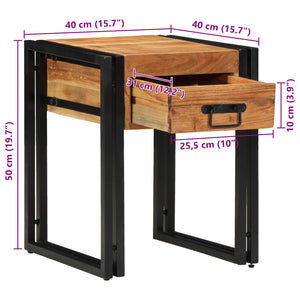 End Table Καφέ και Μαύρο 40 x 40 x 50 cm Στερεό Ξύλο Ακακίας - Pakobazaar