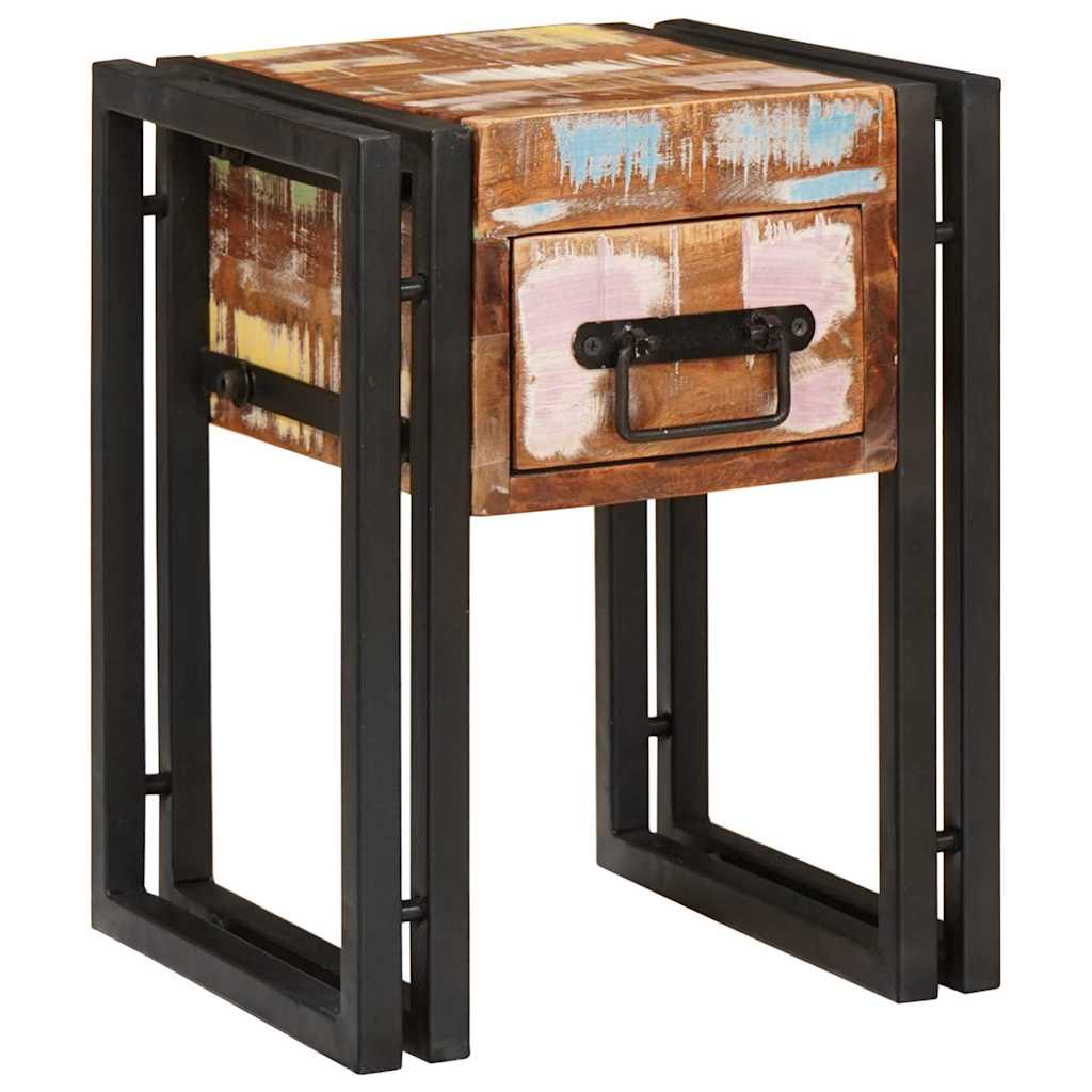 End Table με συρτάρι 30 x 30 x 40 cm Στερεό Ανακτηθέν Ξύλο - Pakobazaar