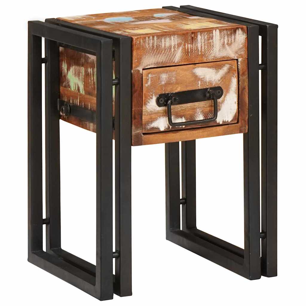 End Table με συρτάρι 30 x 30 x 40 cm Στερεό Ανακτηθέν Ξύλο - Pakobazaar