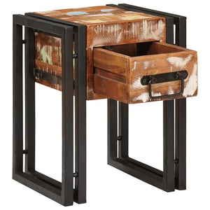 End Table με συρτάρι 30 x 30 x 40 cm Στερεό Ανακτηθέν Ξύλο - Pakobazaar