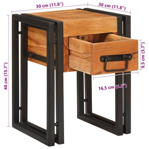 End Table Καφέ και Μαύρο 30 x 30 x 40 cm Στερεό Ξύλο Ακακίας - Pakobazaar