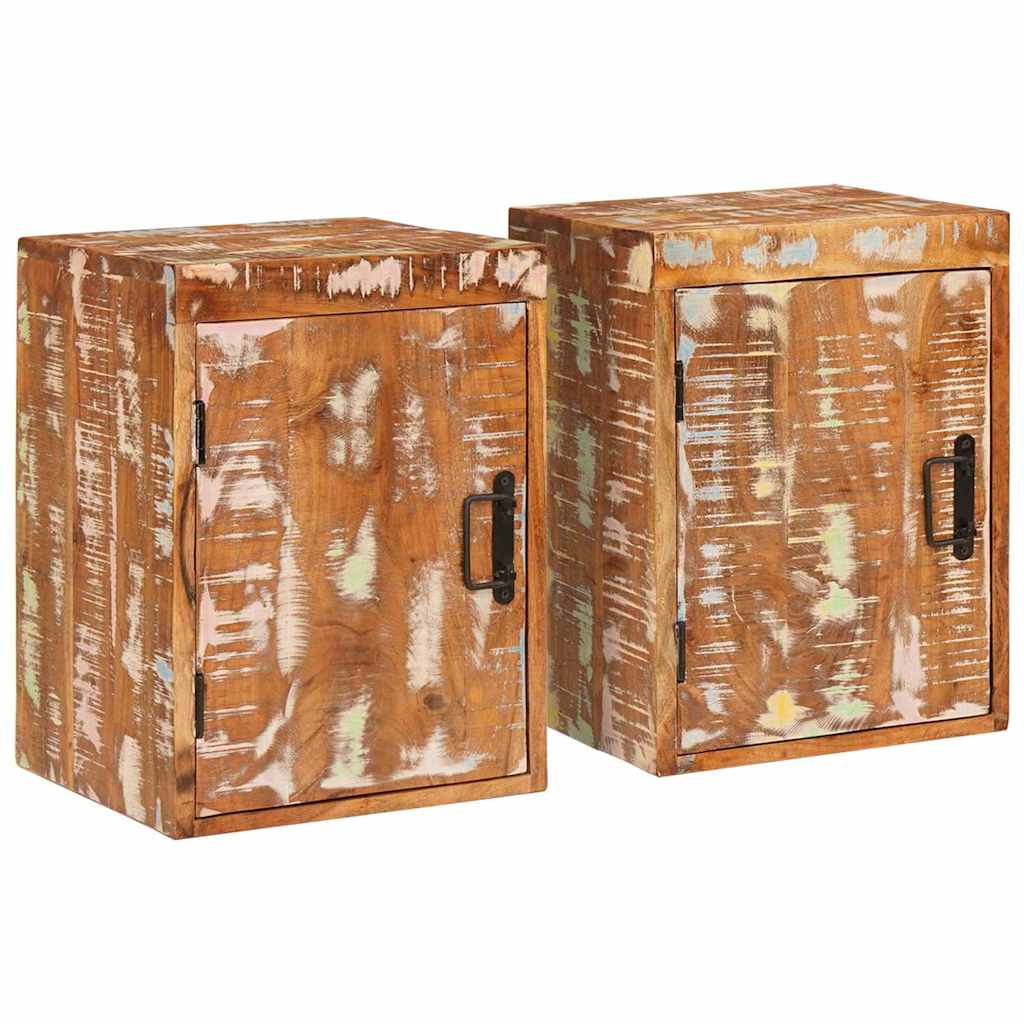 Κομοδίνο 2 pcs Καφέ 35 x 33 x 48 εκ Μασίφ ανακυκλωμένο ξύλο