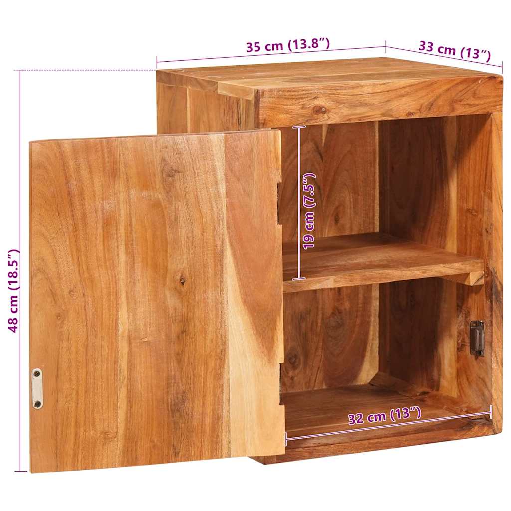 Κομοδίνο Καφέ 35 x 33 x 48 εκ Σταθερό Ξύλο Ακακίας - Pakobazaar