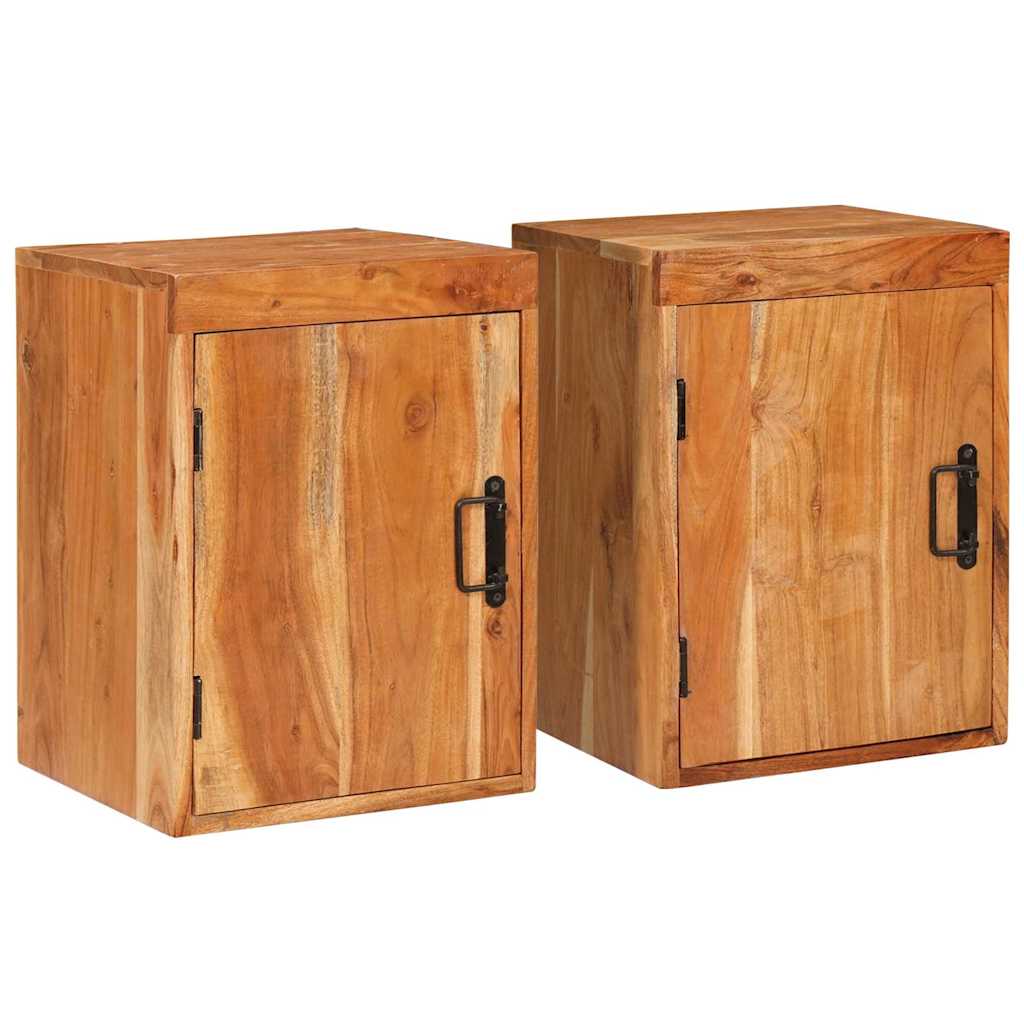 Κομοδίνο 2 pcs Καφέ 35 x 33 x 48 εκ Σταθερό Ξύλο Ακακίας