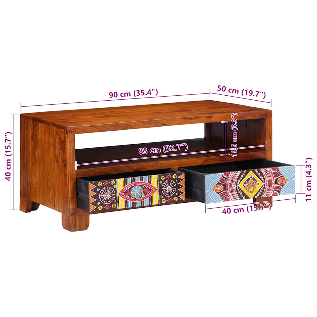 Τραπεζάκι Σαλονιού 90 x 50 x 40 εκ. από Μασίφ Ξύλο Ακακίας