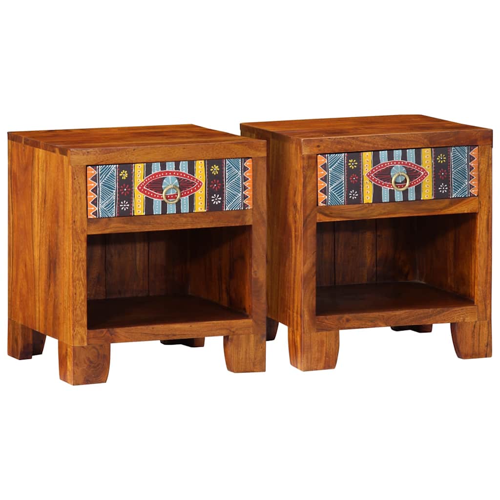 Κομοδίνο 2 τεμάχια 40x35x45 cm μασίφ ξύλο ακακίας