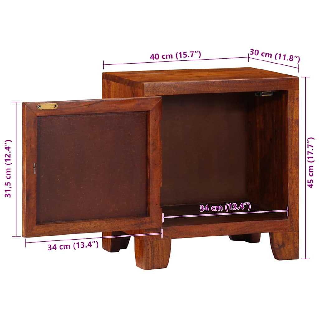 Κομοδίνο 2 τεμάχια 40x30x45 cm μασίφ ξύλο ακακίας - Pakobazaar