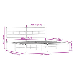 Σκελετός Κρεβ. Χωρίς Στρώμα Καπνιστή Δρυς 200x200 εκ. Μεταλλικό
