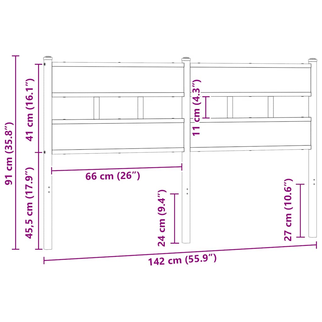 Ανταλλακτικό κεφαλάρι Καφέ Δρυς 135 εκ. Ατσάλι/Επεξεργασμένο Ξύλο - Pakobazaar