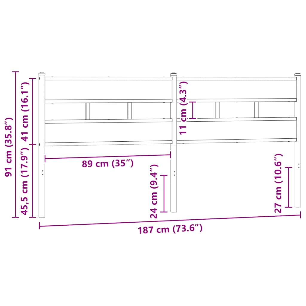 Ανταλλακτικό κεφαλάρι Καφέ Δρυς 180 εκ. Ατσάλι/Επεξεργασμένο Ξύλο - Pakobazaar