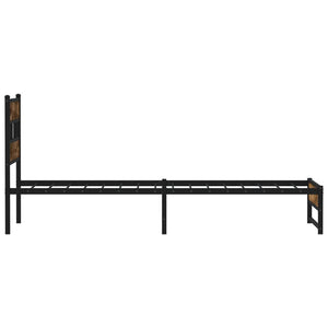 Σκελετός Κρεβ. Χωρίς Στρώμα Καπνιστή Δρυς 100x200 εκ. Μεταλλικό