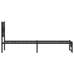 Μεταλλικό πλαίσιο κρεβατιού χωρίς στρώμα καφέ δρυς 90x200 cm