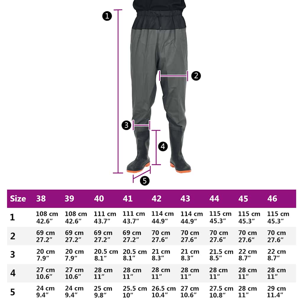 Waist Waders με μπότες σκούρο πράσινο μέγεθος 41