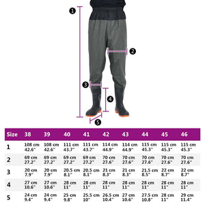 Waist Waders με μπότες σκούρο πράσινο μέγεθος 45