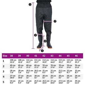 Waist Waders με μπότες Μαύρο μέγεθος 38 - Pakobazaar