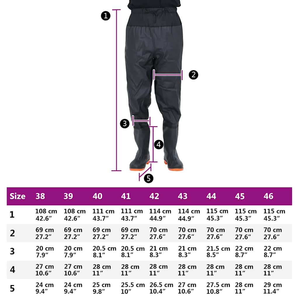 Waist Waders με μπότες Μαύρο μέγεθος 42