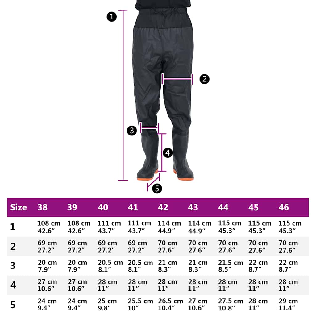 Waist Waders με μπότες Μαύρο μέγεθος 43