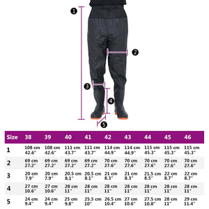 Waist Waders με μπότες Μαύρο μέγεθος 44