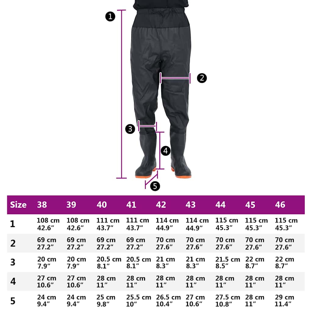 Waist Waders με μπότες Μαύρο μέγεθος 45