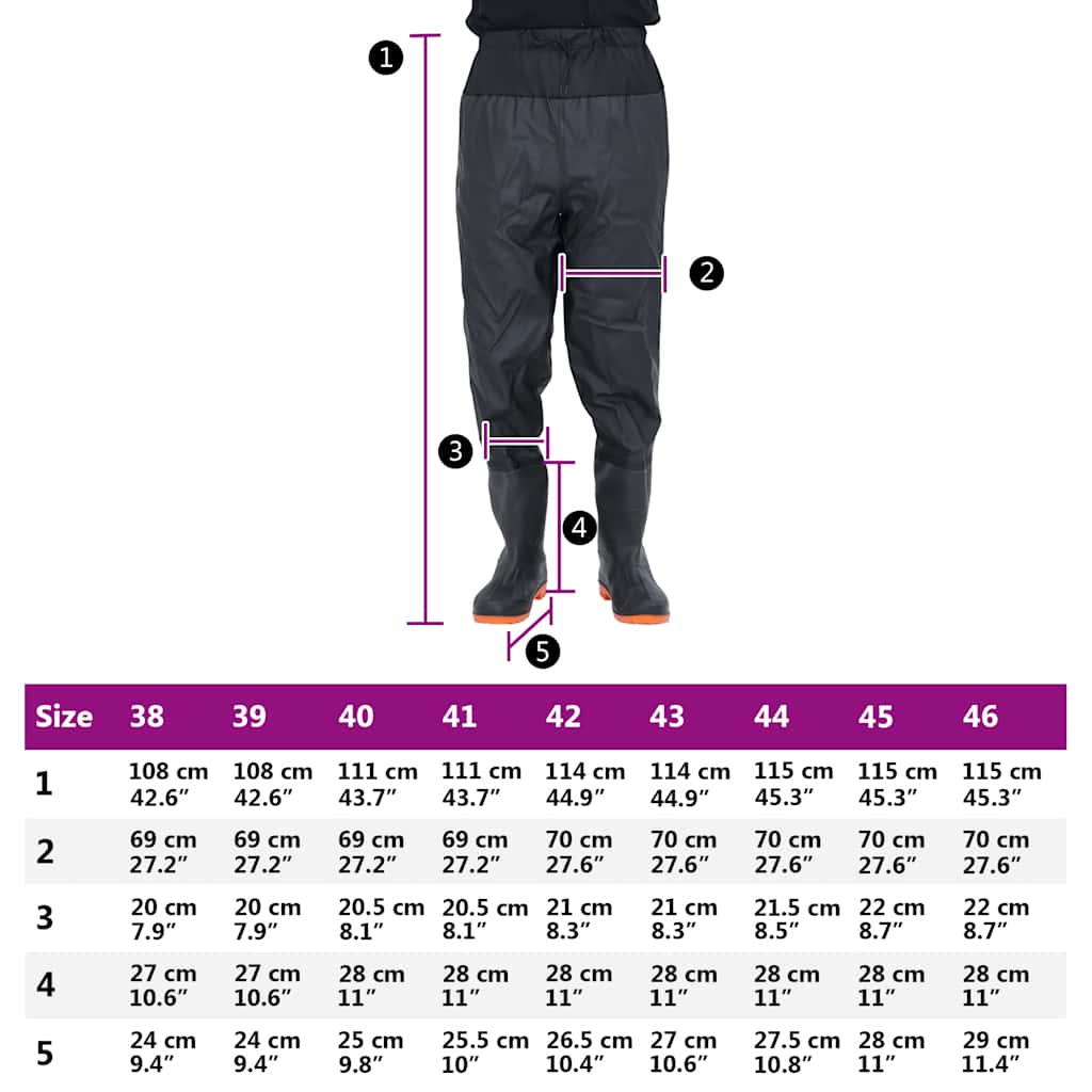 Waist Waders με μπότες Μαύρο μέγεθος 46 - Pakobazaar