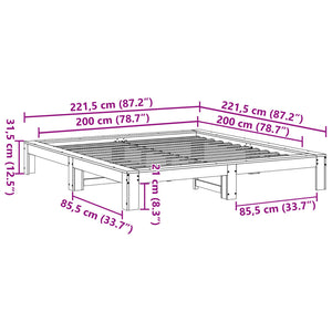 Σκελετός Κρεβ. Χωρίς Στρώμα Καφέ Κεριού 200x200 εκ Μασίφ Πεύκο