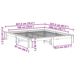 Σκελετός Κρεβ. Χωρίς Στρώμα Λευκό 180x200 εκ Μασίφ Πεύκο