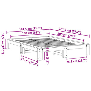 Σκελετός Κρεβ. Χωρίς Στρώμα Καφέ Κεριού 160x200 εκ Μασίφ Πεύκο