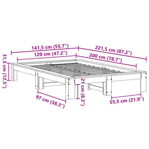 Σκελετός Κρεβατιού Χωρίς Στρώμα 120x200 εκ Μασίφ Ξύλο Πεύκου