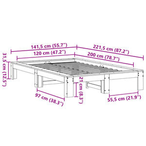 Σκελετός Κρεβ. Χωρίς Στρώμα Καφέ Κεριού 120x200 εκ Μασίφ Πεύκο