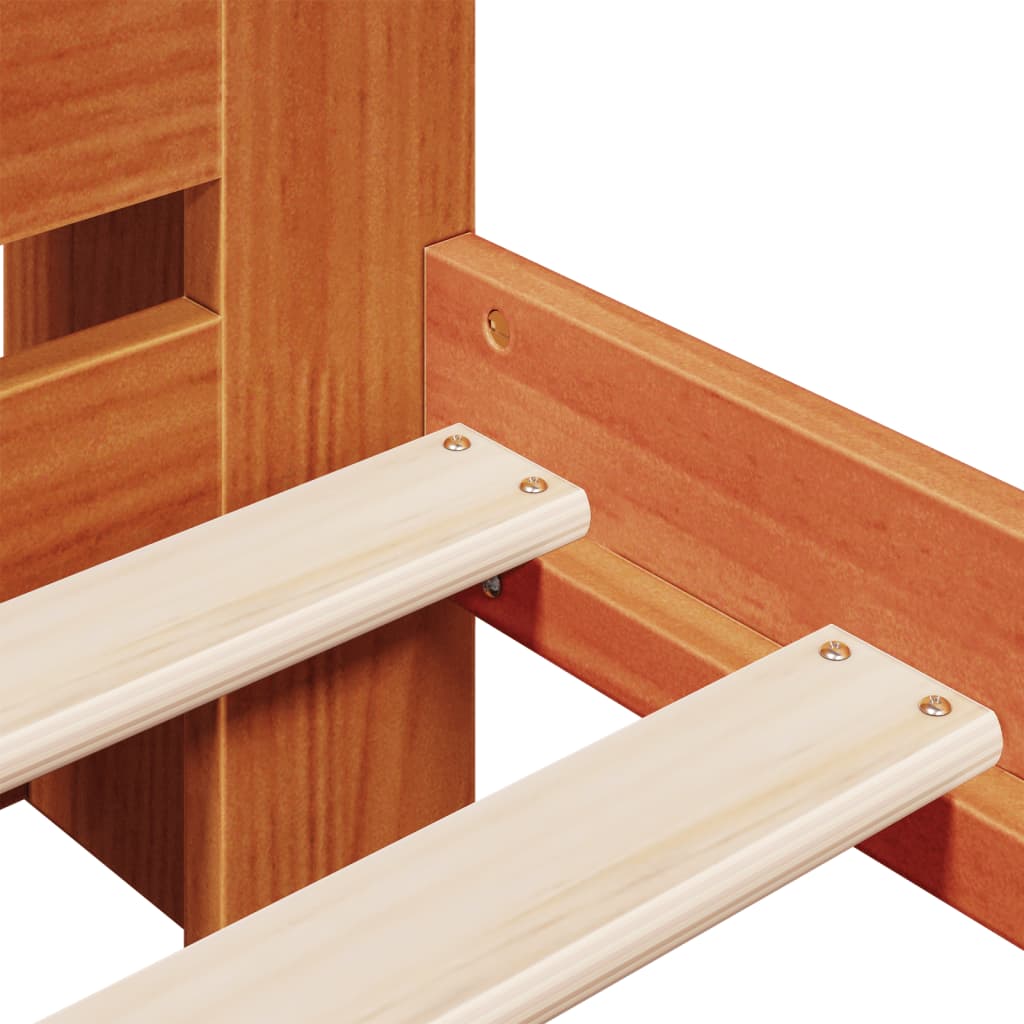 Κρεβάτι Βιβλιοθήκη Χωρίς Στρώμα 120x190 εκ Μασίφ Ξύλο Πεύκου