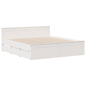Κρεβάτι Βιβλιοθήκη Χωρίς Στρώμα 180x200 εκ Μασίφ Ξύλο Πεύκου