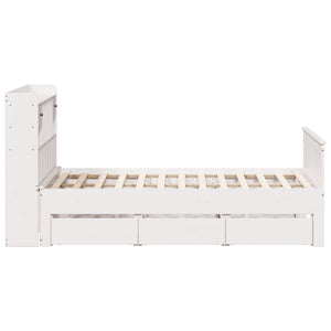 Κρεβάτι Βιβλιοθήκη Χωρίς Στρώμα 140x200 εκ Μασίφ Ξύλο Πεύκο