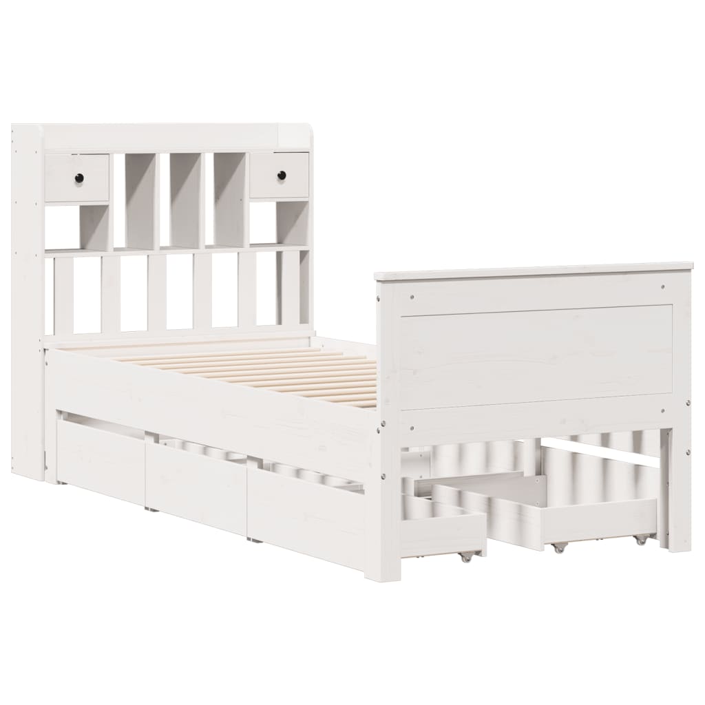 Κρεβάτι Βιβλιοθήκη Χωρίς Στρώμα 100x200 εκ. Μασίφ Ξύλο Πεύκο