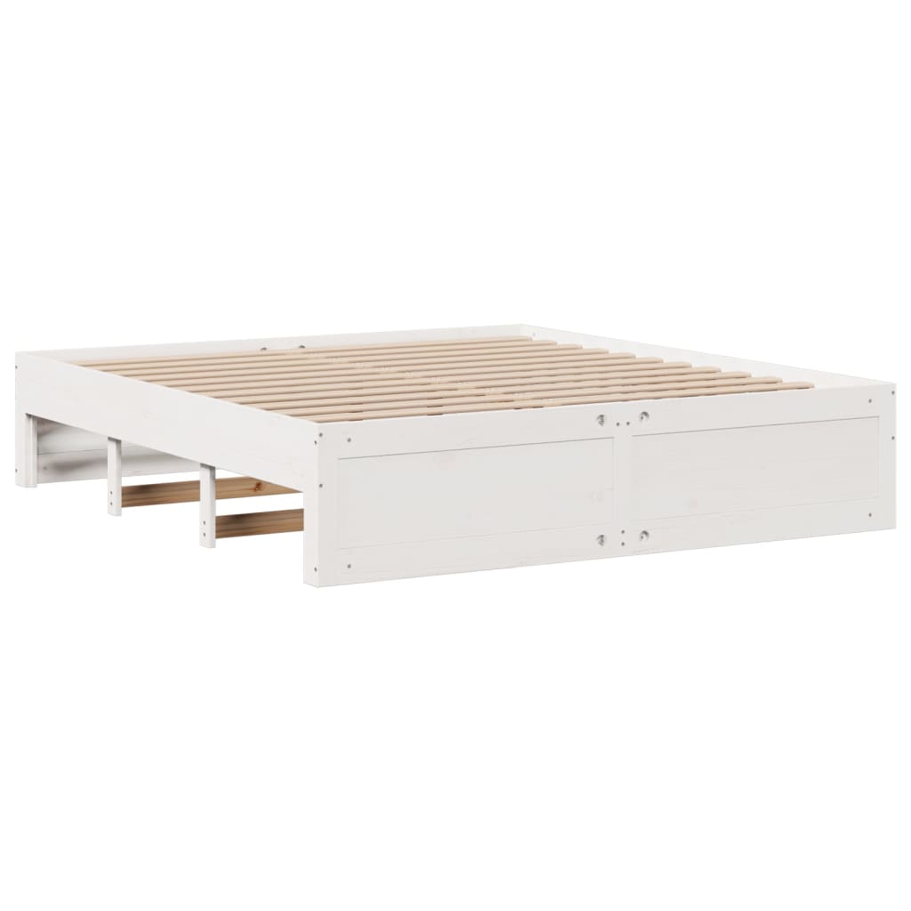 Κρεβάτι Βιβλιοθήκη Χωρίς Στρώμα 180x200 εκ Μασίφ Ξύλο Πεύκου