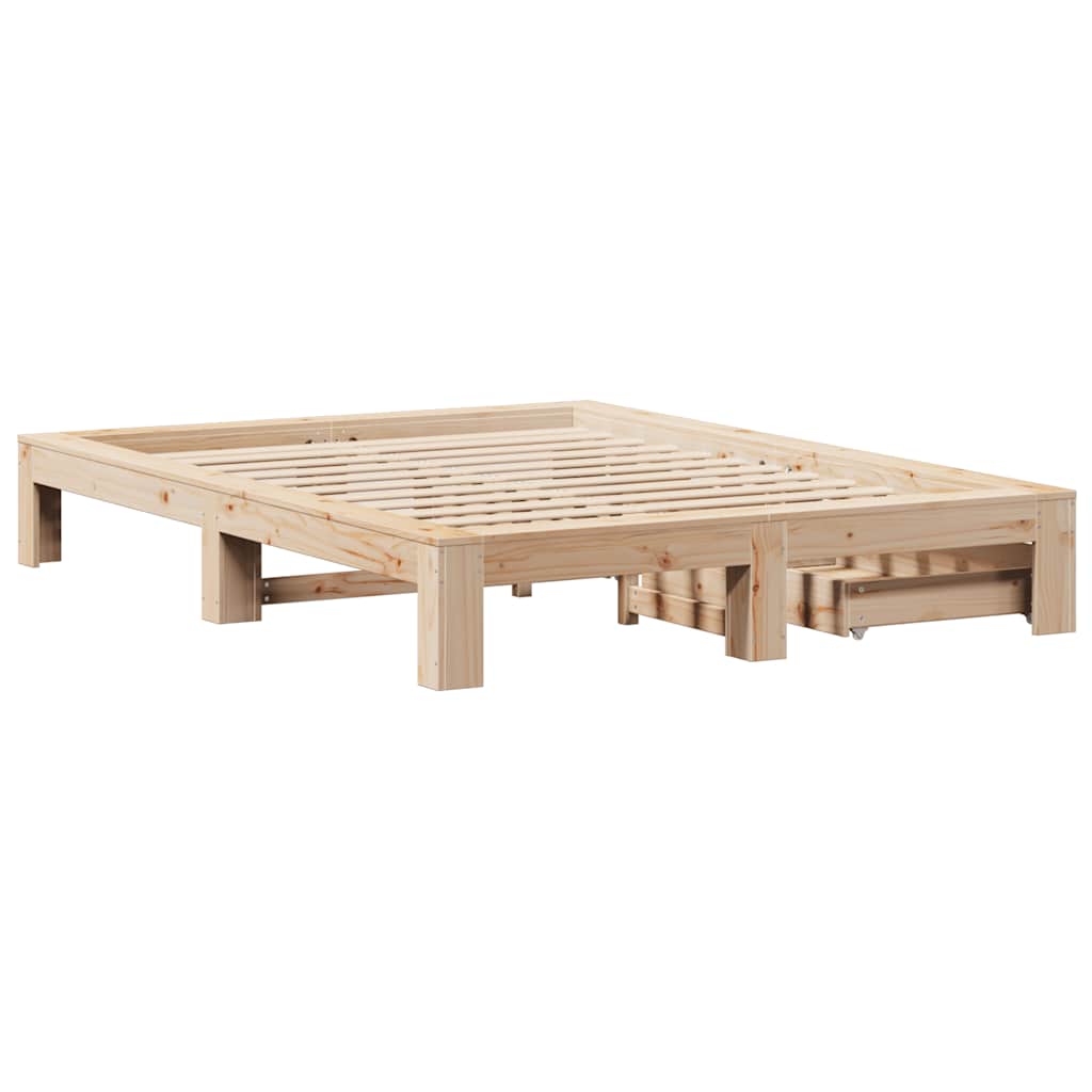 Σκελετός Κρεβατιού Χωρίς Στρώμα 160x200 εκ Μασίφ Ξύλο Πεύκου - Pakobazaar