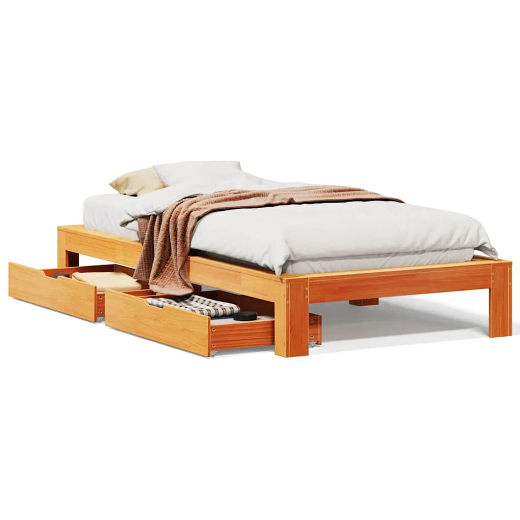 Σκελετός Κρεβ. Χωρίς Στρώμα Καφέ Κεριού 100x200 εκ Μασίφ Πεύκο
