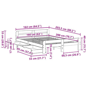 Σκελετός Κρεβ. Χωρίς Στρώμα Καφέ Κεριού 160x200 εκ Μασίφ Πεύκο - Pakobazaar