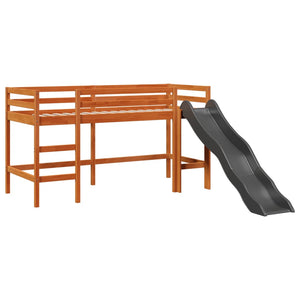 Υπερυψωμένο Κρεβάτι με Πύργο Λευκό/Μαύρο 90x200 εκ. Μασίφ Πεύκο