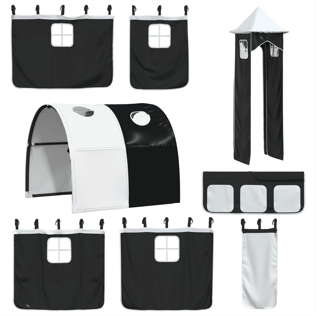 Υπερυψ. Κρεβάτι με Πύργο Λευκό/Μαύρο 80x200 εκ. Μασίφ Πεύκο - Pakobazaar