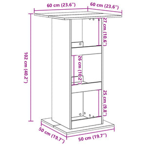 Τραπέζι Μπαρ με Ράφια Μαύρο 60x60x102 εκ. Επεξεργ. Ξύλο - Pakobazaar