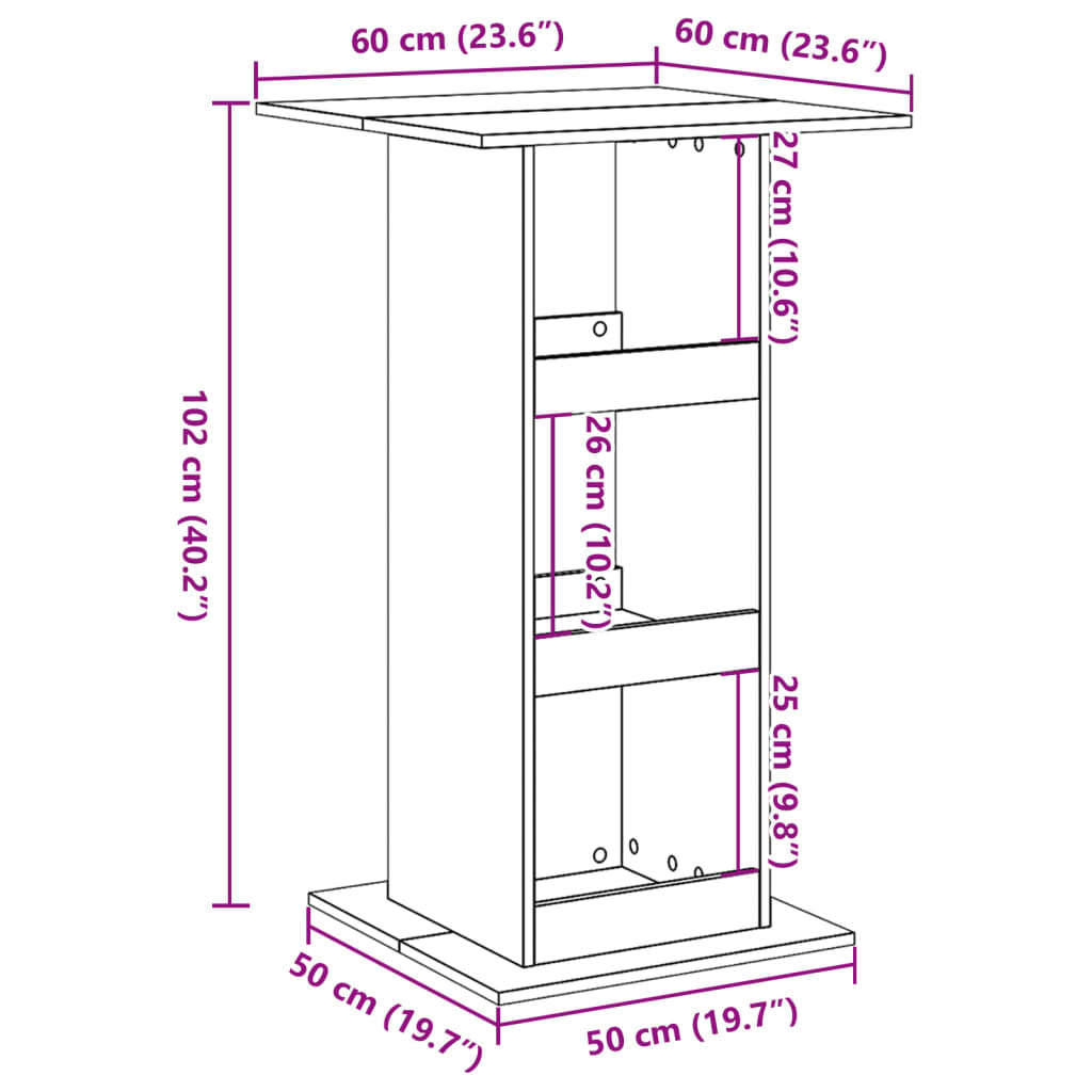 Τραπέζι Μπαρ με Ράφια Sonoma Δρυς 60x60x102 εκ. Επεξ. Ξύλο