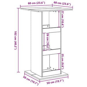 Τραπέζι Μπαρ με Ράφια Αρτισιανή Δρυς 60x60x102εκ. Επεξεργ. Ξύλο