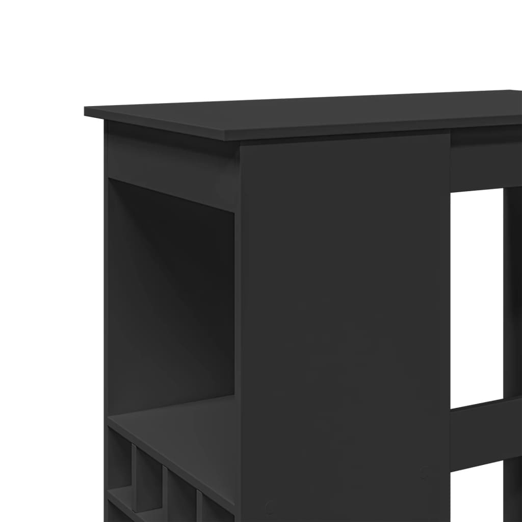 Τραπέζι Μπαρ με Ράφια Μαύρο 90x47,5x103,5 εκ. Επεξεργ. Ξύλο