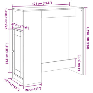 Τραπέζι Μπαρ με Ράφια Δρυς 101x40x103,5 εκ. Επεξεργ. Ξύλο - Pakobazaar