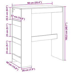 Τραπέζι Μπαρ με Ράφια Γκρι Σκυρ. 90x40x103,5 εκ Επεξεργ. Ξύλο - Pakobazaar